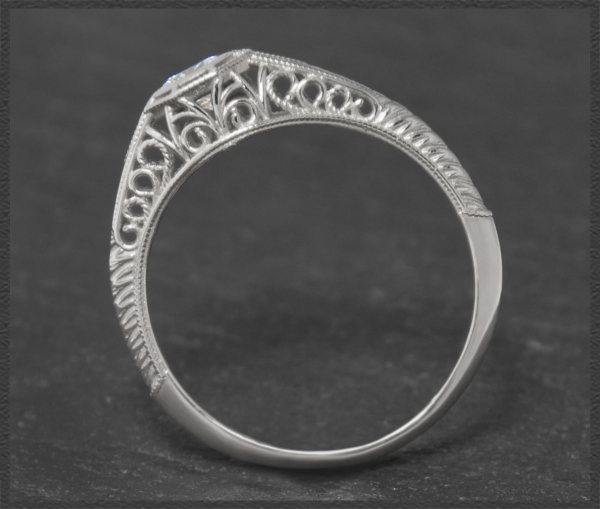 Diamant Ring mit 0,27ct, 585 Weißgold, Art Deco Design